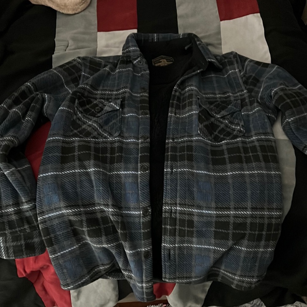 Freedom Foundry Plaid Blue Sherpa Jacket